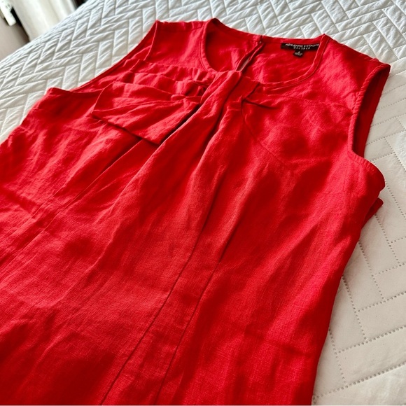 Adrienne Vittadini Red Linen Sheath Dress w/ Statement Bow Detail Size 6 (EUC) - Picture 10 of 16